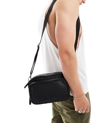 ASOS Leather Cross Body Bag With Zip Pockets - White