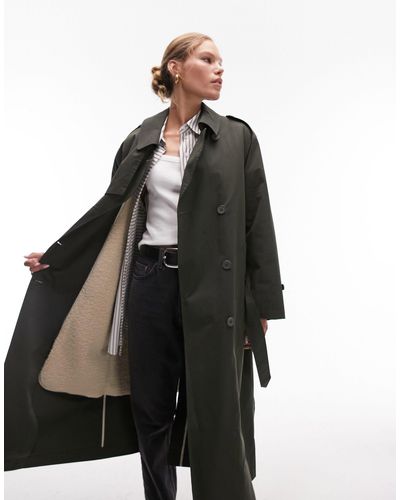 TOPSHOP Trench-coat 2-en-1 zippé en imitation peau - Noir