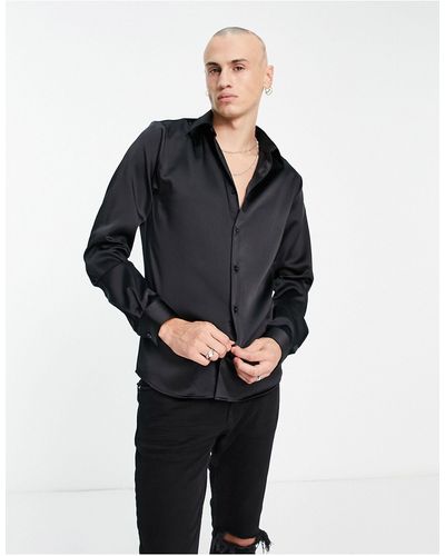 Twisted Tailor Camisa negra ceñida - Negro