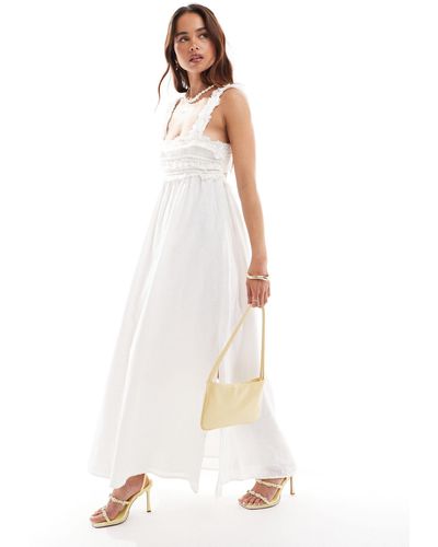 Mango Embroidered Premium Dress Midi Dress - White