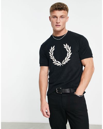 Fred Perry Laurel Wreath - Gebreid T-shirt Van Badstof - Zwart