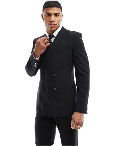 ASOS Skinny Double Breasted Suit Jacket - Black
