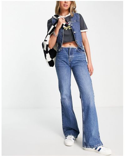 TOPSHOP Jeans a zampa anni '90 medio con vita grezza - Blu