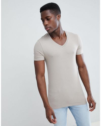 ASOS Muscle Fit T-shirt With V Neck - White
