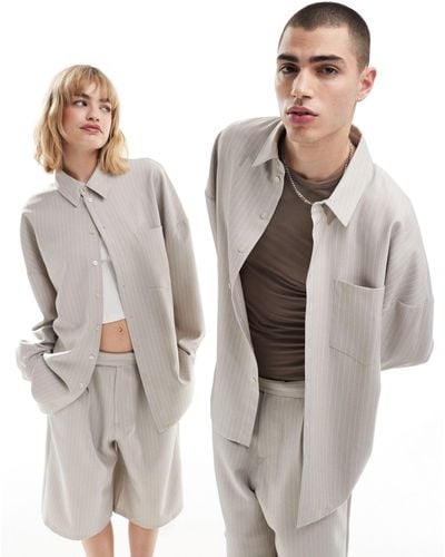 Collusion Unisex Co-ord Tailored Oversized Shirt - Natural