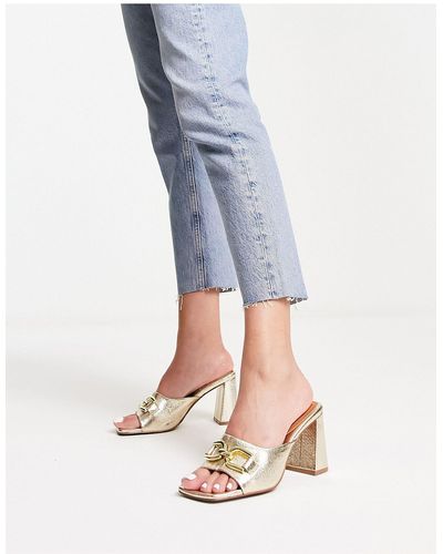 ASOS Hush - mules à talon mi-haut ornées d'un mors - Bleu