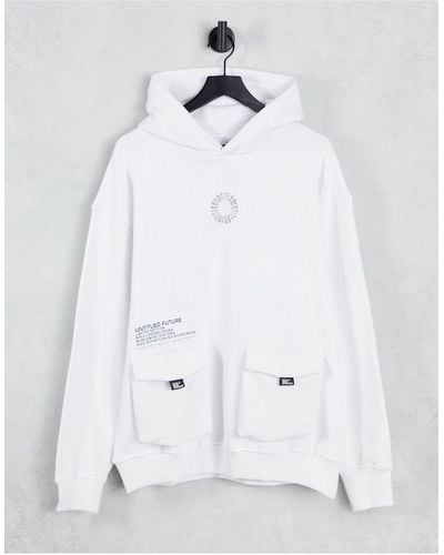 TOPMAN Oversized Co-ord Untitled Hoodie - White