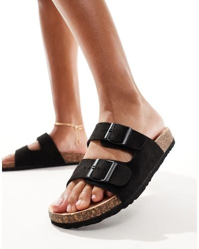Yours 2 Strap Extra-wide Sandals - Black