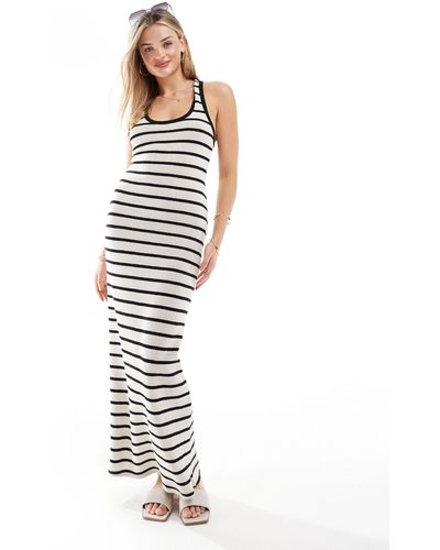 ASOS Crochet Stitch Maxi Dress With Tipping - White