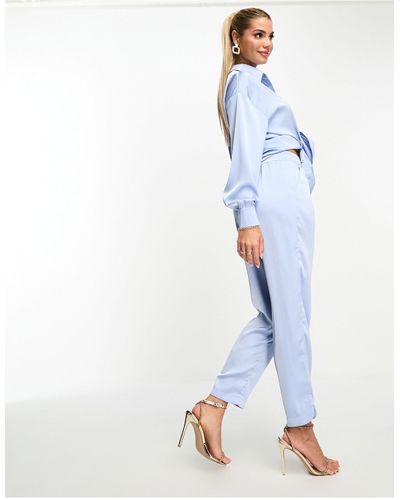 In The Style Exclusive Satin Relaxed Trouser Co-ord - White