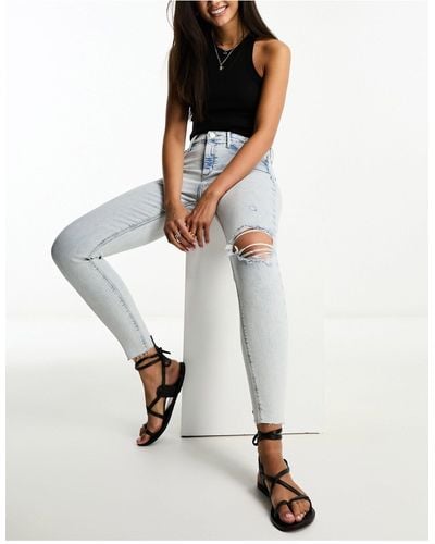 River Island Molly Mid Rise Skinny Jean With Ripped Knee - Black