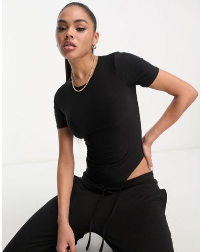 Fashionkilla Sculpted T-shirt Bodysuit - Black