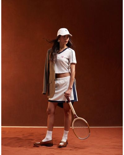 Pieces Sport Core Skort Co-ord With Side Stripe - Brown