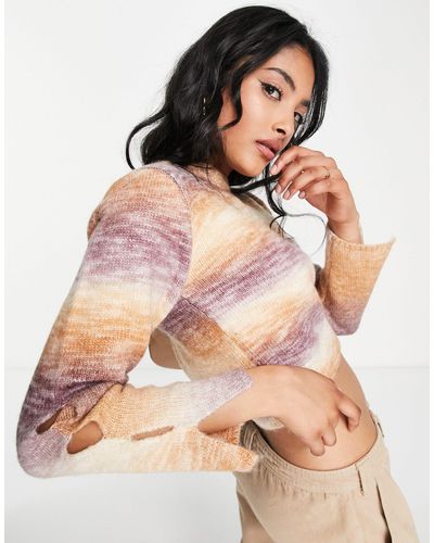 Lola May – pullover mit space-dye-färbung und zierausschnitten an den ärmeln - Mehrfarbig
