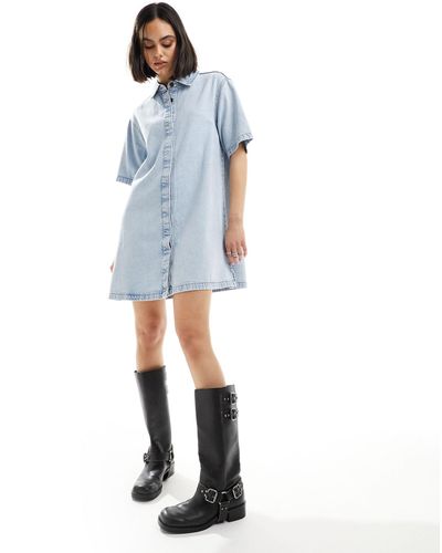 ASOS Soft Short Sleeve Shirt Dress - Blue