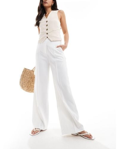 Pimkie Tailored Front Seam Wide Leg Trousers - White