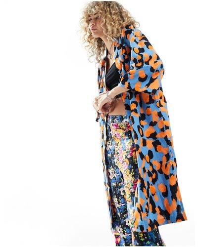 ASOS Kenya Floral Print Kimono Co Ord - Blue