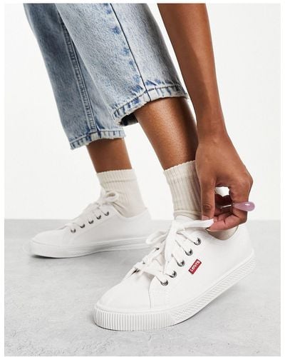 Levi's Canvas Shoe With Red Tab - White
