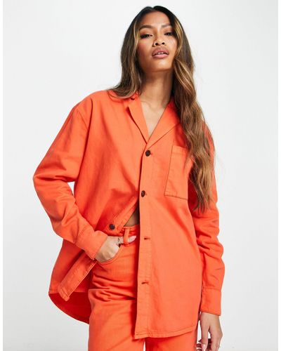 WÅVEN – longline-oversize-hemd - Orange