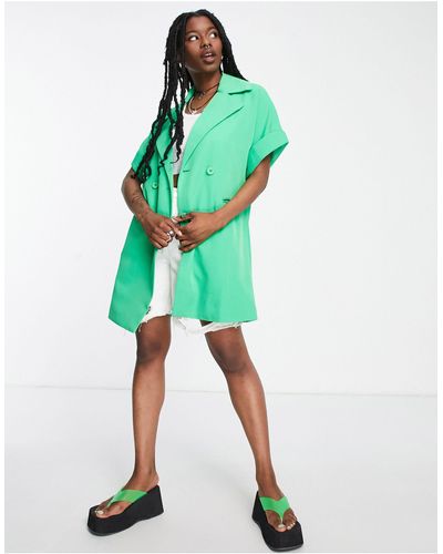 Noisy May Oversized Sleeveless Blazer Dress - Green