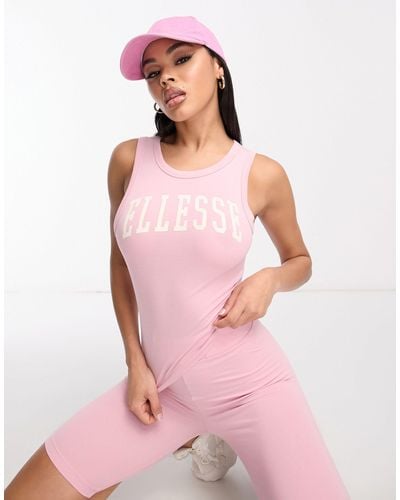 Ellesse Fliss Crop Top With Collegiate Logo - Pink