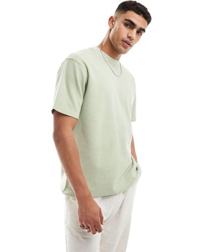 Only & Sons – strick-t-shirt mit waffelmuster - Grün