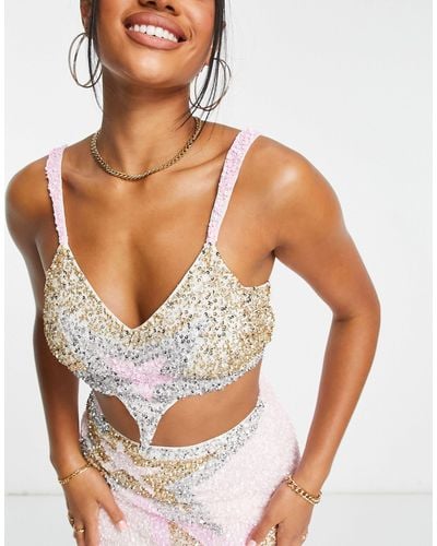 LACE & BEADS Exclusive Star Crop Top Co-ord - Multicolor