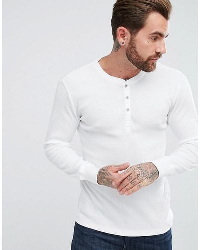 Levi's Levi's Henley Long Sleeve T-shirt In Muscle Fit - White