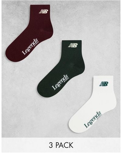 New Balance Legends - confezione da 3 paia di calzini verdi/rossi/bianchi - Multicolore
