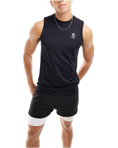 Gym King Camiseta negra sin mangas 365 - Azul