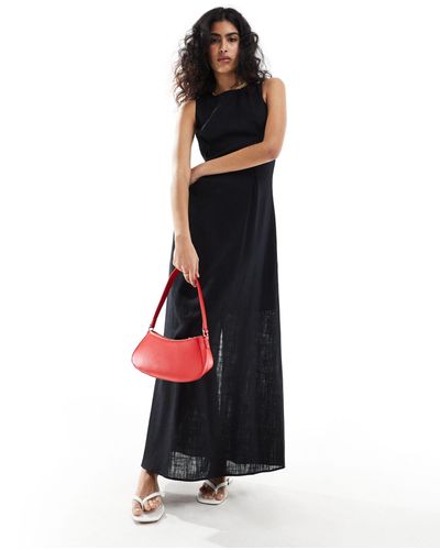 SELECTED Femme - robe longue en lin mélangé - Noir