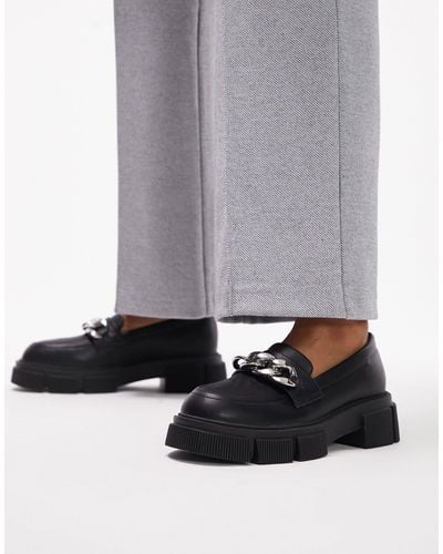 TOPSHOP Lilah Chunky Loafer With Chain Detail - Grey