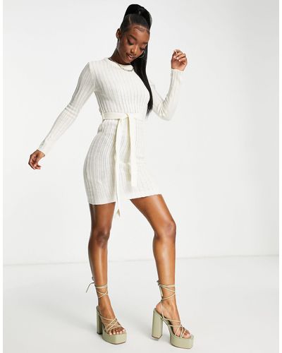 Brave Soul Edison - robe en maille nouée à la taille - Blanc