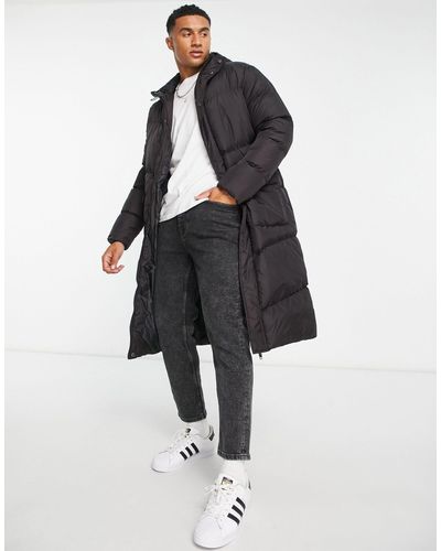 French Connection Extra Longline Padded Parka With Hood - Blue