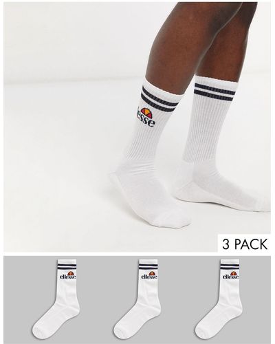Ellesse 3 Pack Mens Sport Socks - White