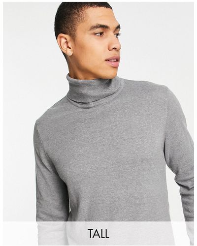 Threadbare Jersey gris jaspeado con cuello vuelto