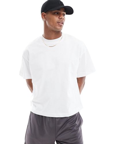 ASOS 4505 T-shirt court coupe carrée en tissu épais à séchage rapide - vintage - Blanc