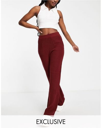M Lounge Wide Leg Knitted Trousers Co-ord - Red