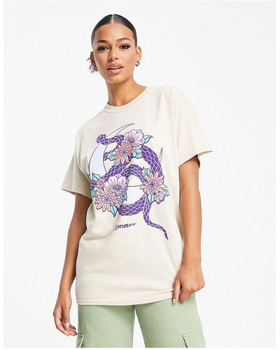 Honour Hnr ldn - t-shirt oversize à imprimé serpent - sable - Blanc