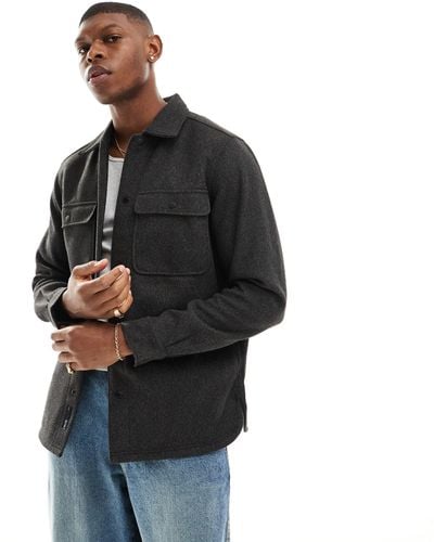 Only & Sons Faux Wool Overshirt - Black