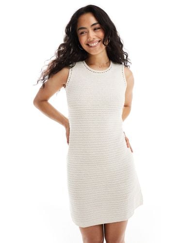 Pieces Knitted Skater Mini Dress - White
