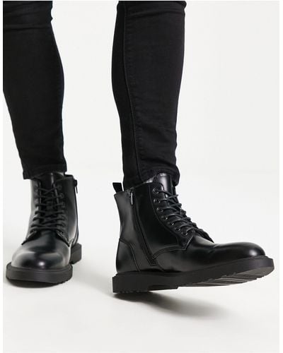 Schuh Botas negras con cordones darnell - Negro