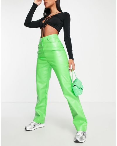 Annorlunda Faux Leather Straight Leg Trousers - Green