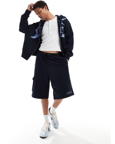 Collusion Navy Skater Shorts With Emblem Long Line Co-ord - Blue