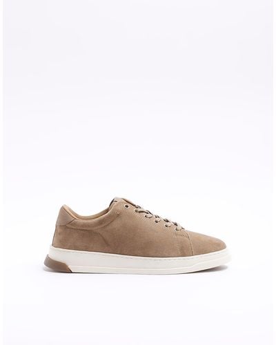 River Island Suede Trainers - Natural
