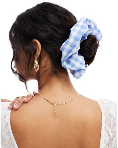 & Other Stories Gingham Hair Scrunchie - Blue