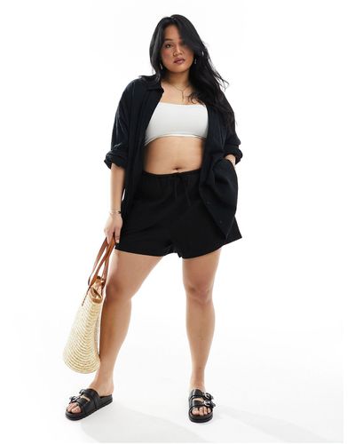 ASOS Curve Pull On Short With Linen - Black