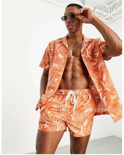 South Beach Camicia polvere con stampa astratta - Arancione