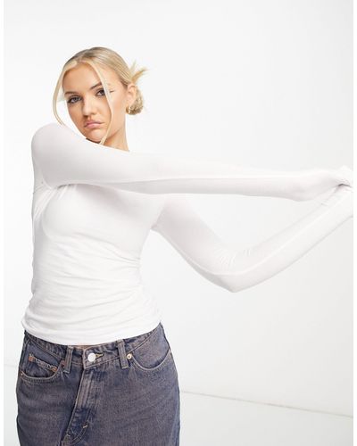 Weekday Slim Long Sleeve T-shirt - White