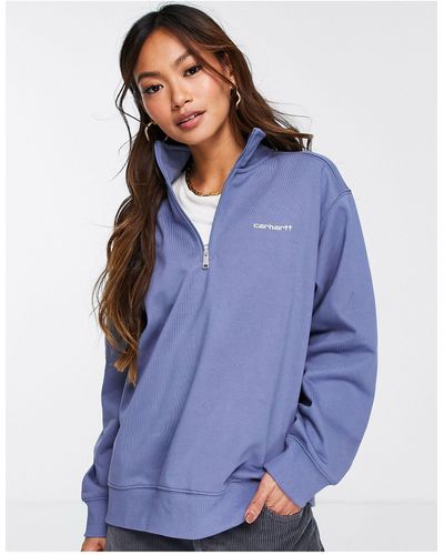 Carhartt Oversized Half Zip Funnel Neck Sweatshirt - Blue